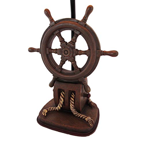 Zeckos Set Of 2 Captain's Destiny Nautical Ship Wheel Resin Table Lamps With Anchor Shades Bedroom Décor 19 Inches High #TOP4
