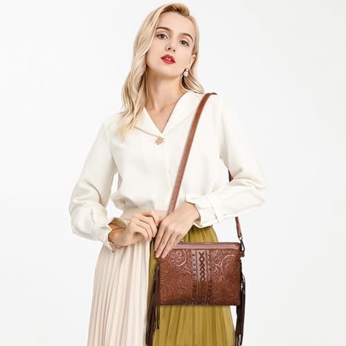 SENDEFN Fashion Women Fringe Crossbody Handbag PU Leather Hobo Bag Tassel Purse Vintage2