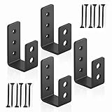 2 x 4 Door Barricade Brackets, SOCBAZZAR Heavy Duty Door Barricade Security Bar Holder U Bracket Fits 2 x 4 Lumber for Door Brace, Door Jammer, Tool Hanger - Carbon Steel, Black (4 Pack)