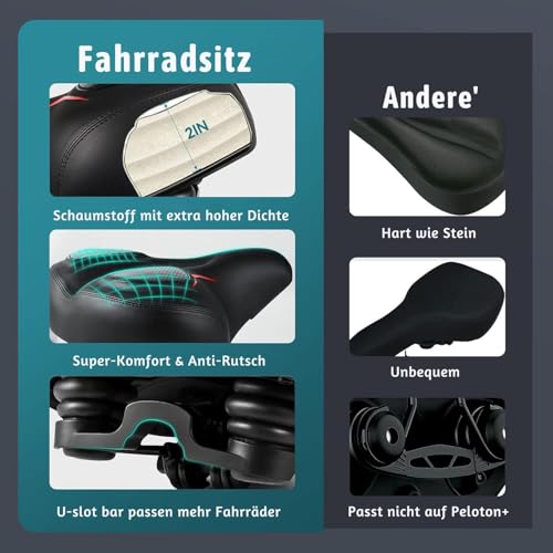 Fahrradsattel Bequemer, Gel Fahrradsitz Bequem Weich für Damen & Herren, Ergonomisch Fahrrad Sattel...