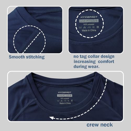 HYCOPROT Men's Rash Guard Shirts UPF 50+ Sun Protection Fishing Shirts for Men UV Long Sleeve Quick Dry Swim Shirt Running4