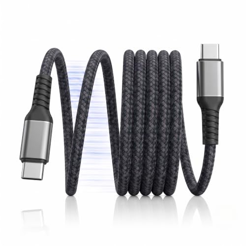 Image of USB Type C to Type C Cable 100W PD Fast Charging & 480Mbps Data Sync 1.2M Grey Braided Compatible with iPhone 17 /16 /15, Samsung, OnePlus, Google Pixel & USB-C Devices (Free Cable Protectors)