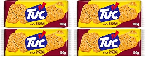 Tuc Galletas Saladas Sabor Bacon, 100g (Paquete de 4)