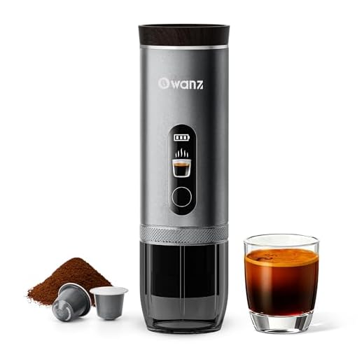 Owanz Electric Portable Espresso Machine, 20 Bar Travel Coffee Maker Self-Heating with 9000mAh Battery, Compatible with Ground Coffee & NS Capsule for Camping, Car, RV, Hiking (Silver)