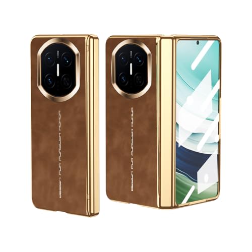 Coque Huawei Mate X7 en cuir marron avec protection charnière et écran