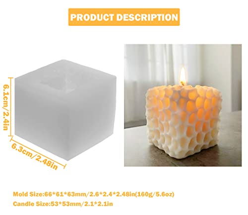Topys Honeycomb Silicone Candle Mold 3D Geometric Square Cube Mould For Diy Resin Plaster Handmade Soap Making Mousse Cake Fondant Pastry Chocolate Baking Handicraft Aroma Scented Candle Making #TOP1