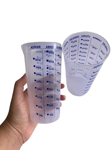 Kit 2 Copos Medidor Graduado 500 ml Plástico Resistente Transparente Receitas Precisão Versatil Usad