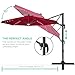 Best Choice Products 10ft 360-Degree LED Cantilever Offset Hanging Market Patio Umbrella w/Easy Tilt - Burgundy