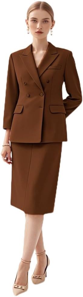 Womens Suits with Pencil Skirt 2 Piece Blazer Set Tuxedos Business Wedding Workout Outfits