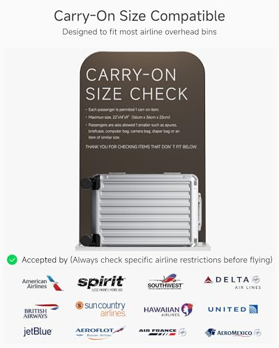 Image of LUGGEX Carry On Luggage with Spinner Wheels, 8010S Aluminum Frame Zipperless Polycarbonate Hard Shell Suitcase (ZX-Core, Silver Ivory, 20 Inch)