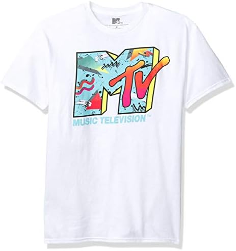 MTV Men’s Retro Logo T-Shirt - Officially Licensed Short Sleeve Graphic Tee, Adult Unisex Fit