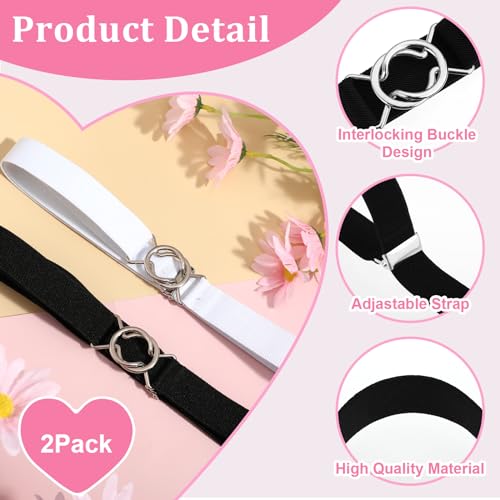 2 Pcs Elastic Belts for Girl, Women Stretch Waist Belt Quick Release Buckle Belt Simple Waistband for Dress Pants3