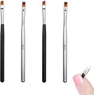 4 PCS Oblique Head French Tip Nail Brush Professional French Manicure Brush Plastic Handle Half Moon Shaped French Tip Drawing Pen Nail Design Tool for DIY UV Gel Acrylic Paint Draw Nail Art