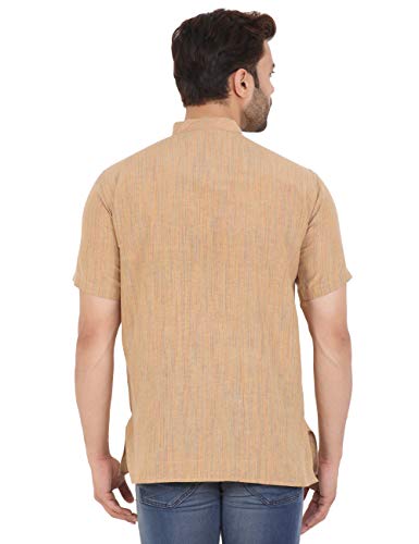 Image of LATEST CHIKAN Men's Cotton Regular Textured Short Kurta Half Sleeves - (SK-DJ)