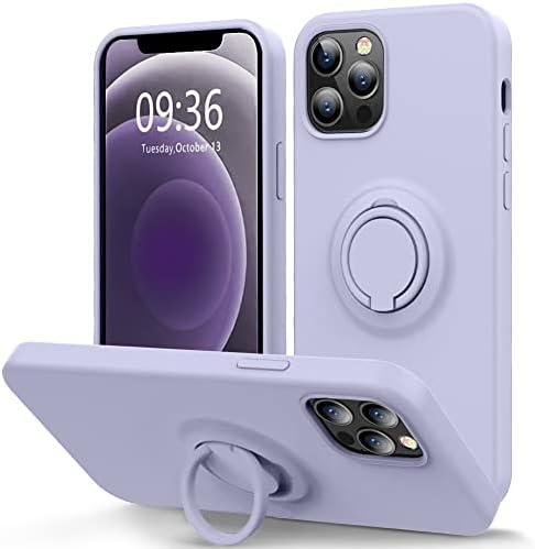 MOCCA Compatible with iPhone 12 Pro Max Phone Case 6.7 inch with Ring Kickstand | Super Soft Microfiber Lining | Anti-Scratch Full-Body Shockproof Protective Case for iPhone 12 Pro Max - Light Purple
