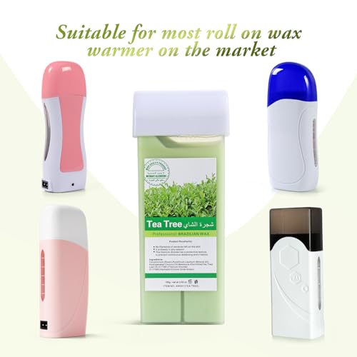 Recarga de cera roll-on Kit de rolo de cera de árvore de chá com 3 pacotes para remoção de pelos em