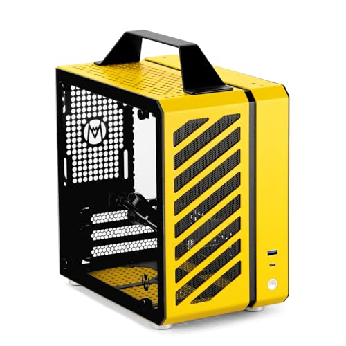 Mechanic Master Cool Cube Series C24 Mini-ITX Case/Alumium/Steel/GPU Length Within 245mm, SFX/L PSU Computer Case (Polar Yellow Air Version)