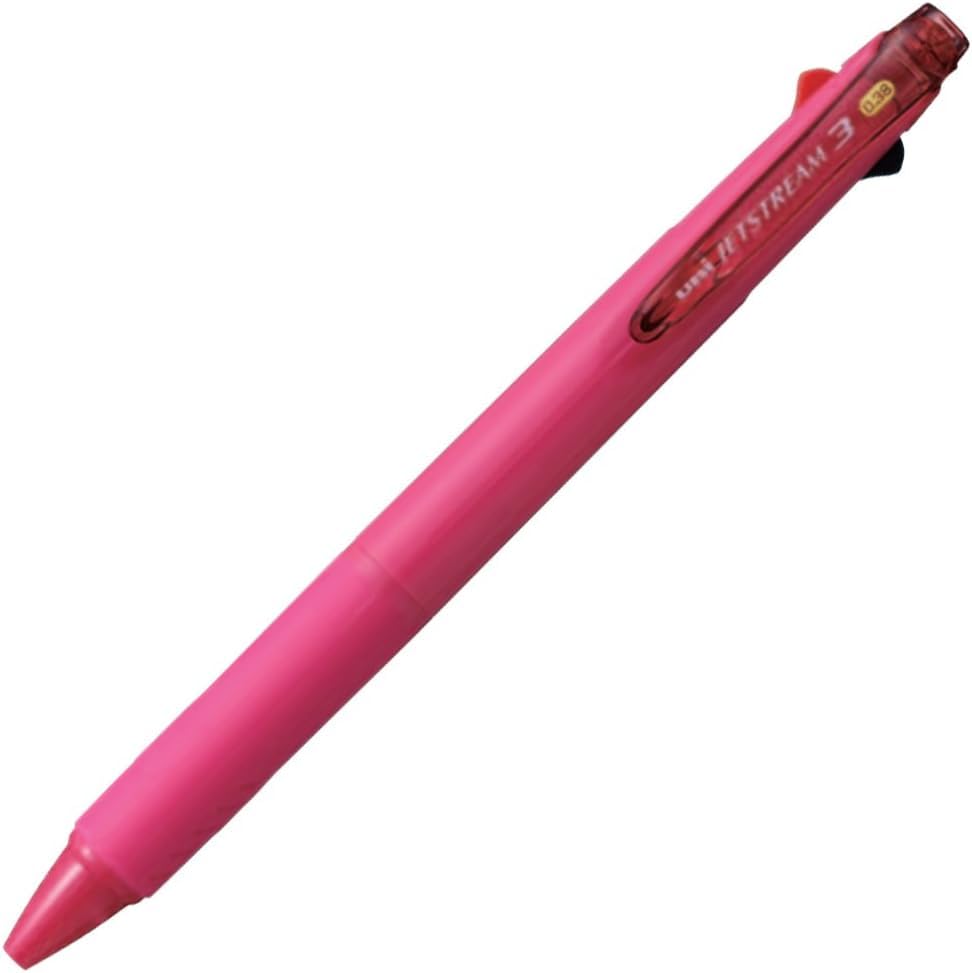 jetstream Assorted 3 Colour Ballpoint Pen - 0.38 mm, Black Blue Red Ink, Transparent, Baby Pink, Rose Pink - Image 3