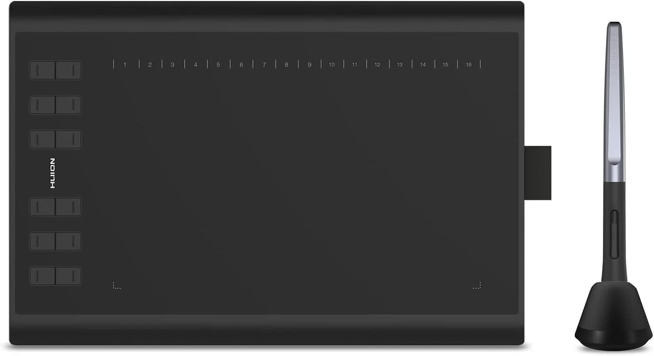 Inspiroy H1060P Graphics Drawing Tablet 10 x 6.25 inches with 8192 Pressure Sensitivity Battery-Free Stylus and 12 Customized Hot Keys, Digital Art Tablet for Mac, Windows PC and Android