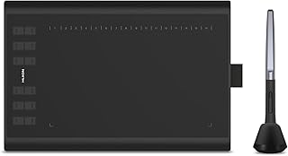 تابلت رسم جرافيك انسبيروي H1060P مع قلم ستايلس بحساسية ضغط 8192 بدون بطارية و12 مفتاح سريع قابل التخصيص مناسب للفنون الرقمية متوافق مع ماك وويندوز واندرويد مقاس 10×6.25 بوصة من هيون
