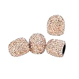 X AUTOHAUX 4PCS Valve Stem Caps Handmade Faux Crystal Rhinestone Universal Car Tire Valve Caps Chrome Dustproof Bling Car Accessories Peach Color