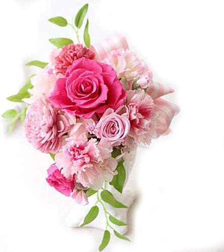 Amazon ピンクのバラとカーネーション ブーケ調アレンジ プリザーブドフラワー プリザーブドフラワー オンライン通販