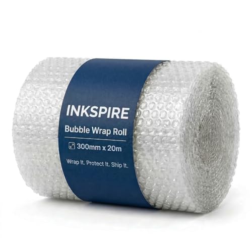 Inkspire Bubble Wrap Roll 300mm x 20m Lightweight & Durable Air Bubbles Protective Packaging Essential for Moving House Parcel Shipping Storage Boxes & Fragile Item Packing