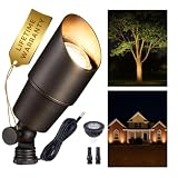 Gardenreet Landscape Spotlights Low Voltage - Brass Outdoor Uplight LED 12V, Wired Spot Lights IP65 Waterproof, Antique Bronze for Exterior Garden Yard Tree House with 5W 2700K Warm White MR16 Bulb