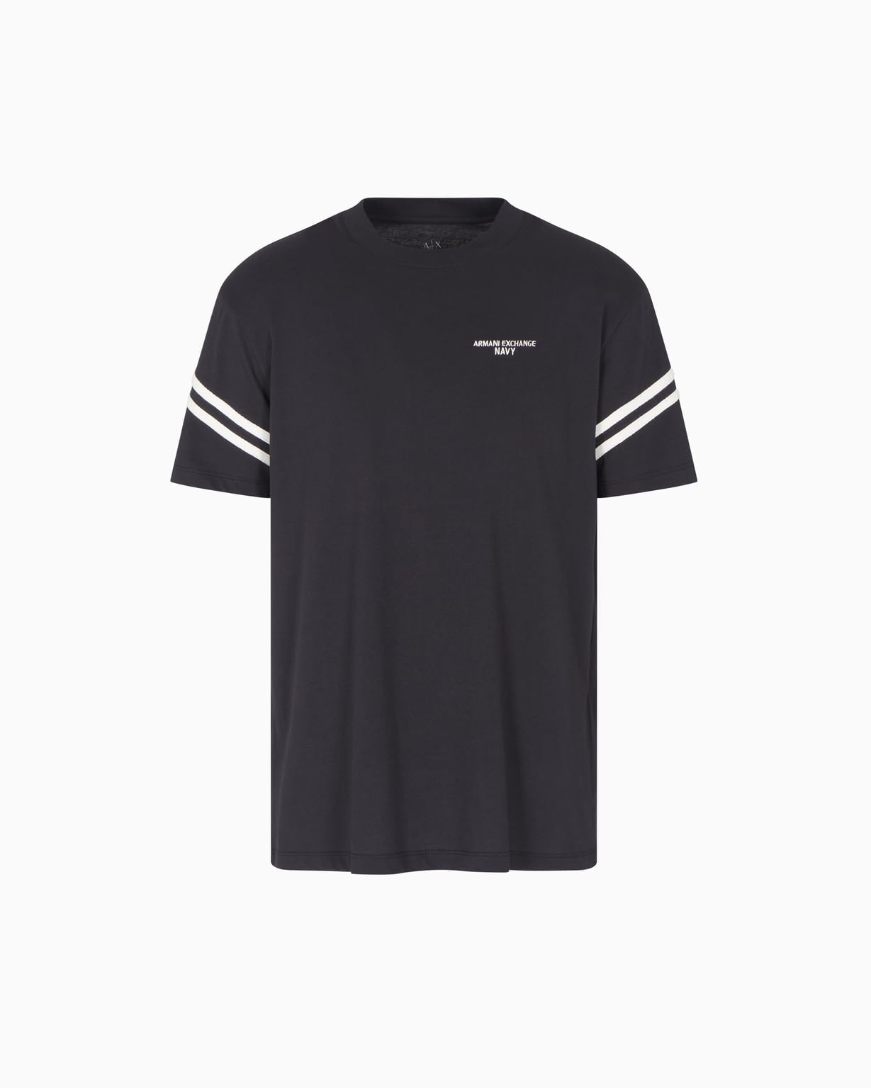 Armani Exchange Men's Striped Sleeve Side Logo Round Collar T-Shirt Blue XL