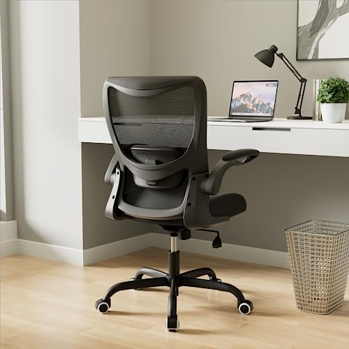 Muxx.stil Office Chair, Ergonomic Desk Chair With Adjustable Lumbar Support, Computer Chair With Flip-Up Armrest, Swivel Task Chair With Breathable Mesh For Home Office, Black #TOP6