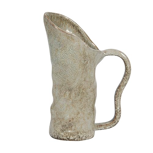 Organic Shaped Green Stoneware Pitcher - 7.5 inches - 12 oz - Bloomingville