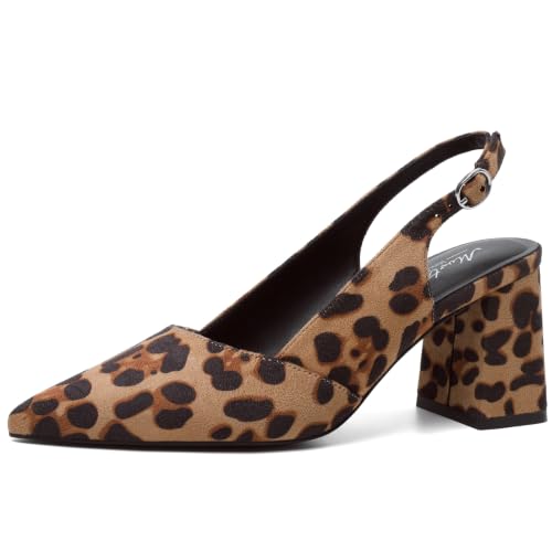 Image of Mostrin Kitten Heels for Women Slingback Pointed Closed Toe Heels Women's Pumps Shoes for Wedding, Party, Commuting
