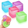 4 Pack Stress Cube Sensory Fidget Toys for Anxiety Stress Relief, Slow Rising Fidget Cube Squeeze Toys, Squishy Cube Filled with Thick Substance, Ice Cube Stress Balls for Adults Kids