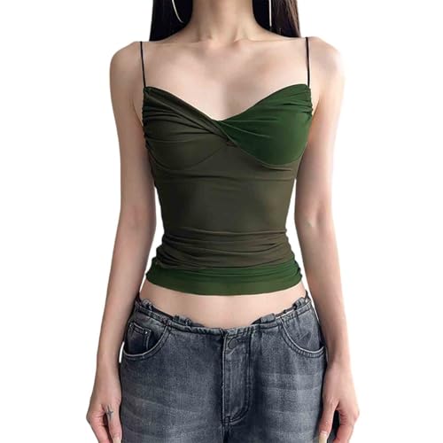 Women's spicy girl style mesh camisole vest street trend slim fit short V-neck sleeveless top