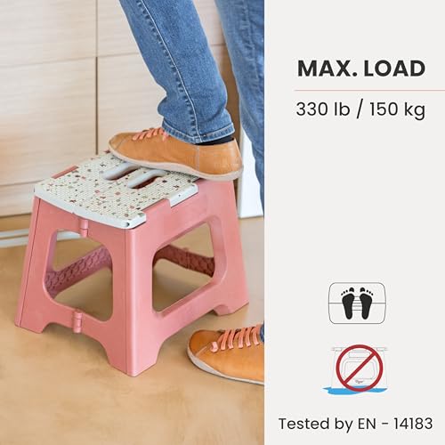 Image of Vigar Compact Step Stool Foldable, 12-1 /2-Inch, Terrazzo Top