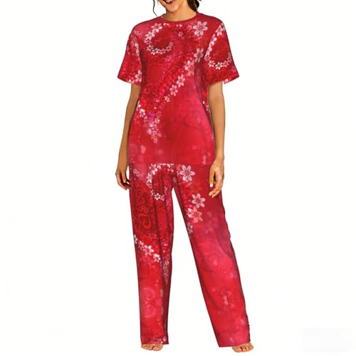Pyjama confortable femme imprimé cœur en tissu ultra doux pour un sommeil réparateur