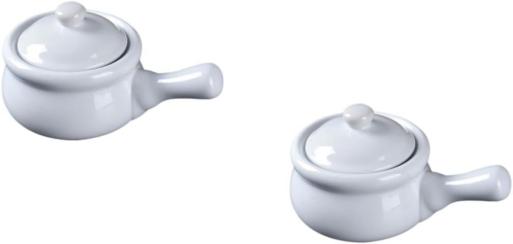 Cabilock 2pcs Household Ceramic Stew Pot Lid Porcelain Soup Pot for Cooking and Easy to Clean Stockpot for Induction Gas Stoves for Soups and Sauces