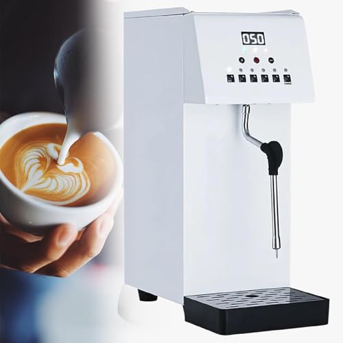 Espumador de leche comercial y de caldera con vaporizador y pantalla LED para una preparación eficiente de bebidas en cafeterías y restaurantes.