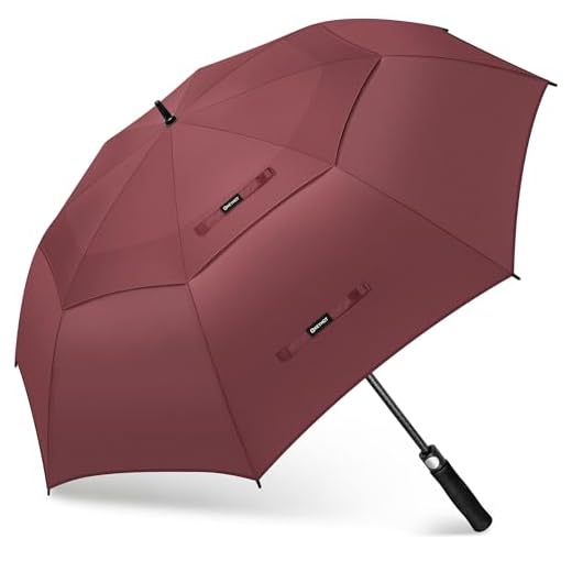 KEYHOT Golf Umbrella Windproof Strong XXL Inch - Large Golfing Umbrella Automatic Open - Extra Large Umbrella Double Canopy Vented for Men Women (Burgundy)