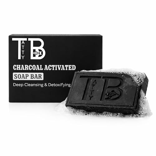 TATTYBEE Activated Charcoal Soap Bar – All-Natural Deep Cleansing & Detoxifying Soap for Face & Body, Gentle & Vegan Formula for Sensitive Skin, 5 oz