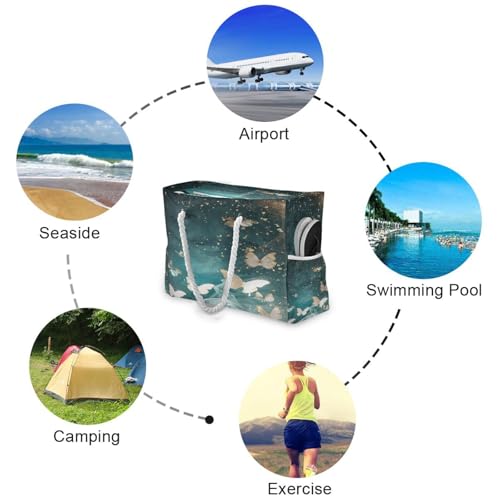 Elegant Butterfly Beach Bag & Travel Tote Bag Large Sandproof Wet Pouch for Gym Travel, Lightweight Outdoor Bag4