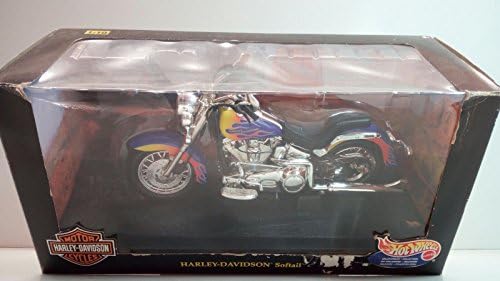 Hot Wheels Collectibles - Harley-Davidson Softail Motorcycle - 1:10 Scale - Turquoise & White Color Tank and Fenders image 2