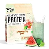 WILD SOCIETY - Clear Protein Powder + Electrolytes - 20g Clear Whey Protein Isolate Drink - Zero Sugar - 0g Lactose - Natural Flavors & Colors - Muscle Post Workout Recovery - Watermelon Lime, 16 oz