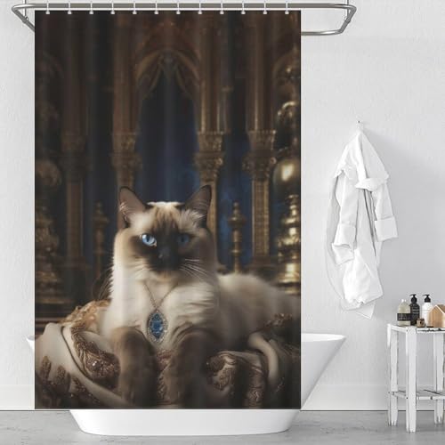 Rideau de douche chat imperméable tissu polyester lavable salle de bain
