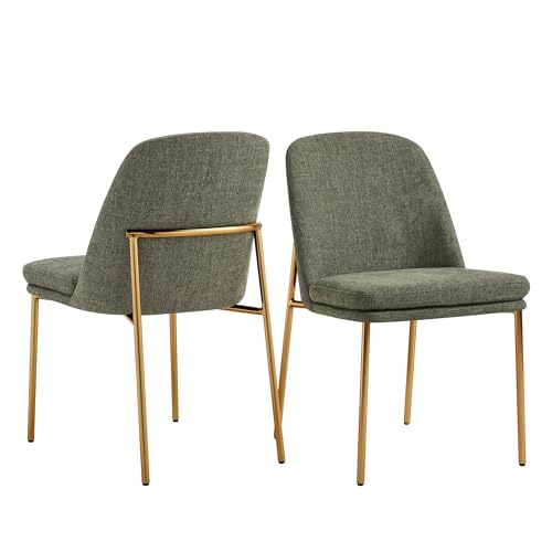 CHITA Modern Dining Chairs Set of 2, FSC Certified Metal Dining Chair for Dining Room, Moss Green
