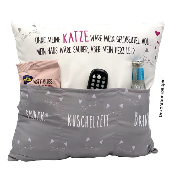 Katzenliebhaber Kissen mit Füllung 40x40 Geschenk für Katzenliebhaber Der Mann Der Alles Kann Geschenkidee zum Geburtstag (Grau)