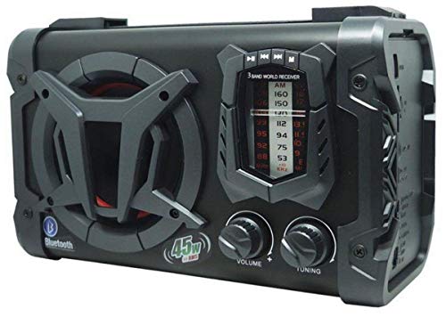 Caixa Amplificadora Rádio Relógio Digital Portátil Bluetooth 45W Entradas AUX CARD USB Bivolt Auto D