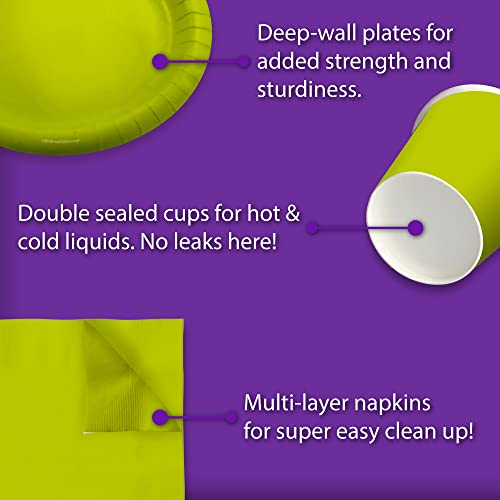 Solid Green Birthday Party Supplies Set Plates Napkins Cups Tableware Kit for 16
