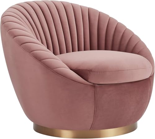 Image of Modern Accent Chair Single Seater Channel Tufted Round Shaped Fluffy Chair for Living Room, Bedroom, Apartment (Ashrose)