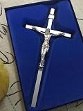 SWIMERY Crucifix Wall Cross,Silver Metal Slender Catholic Crosses for Room Decor, Cross (Hanging or